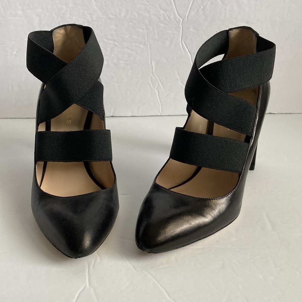 Deimille Cross Strap Made in Italy Black Heels Pumps Size 37
